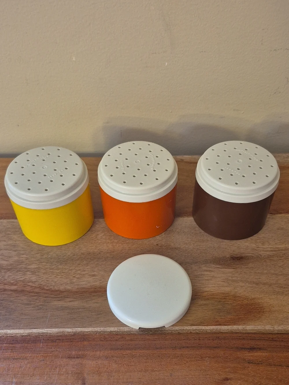Vintage Tupperware Stackable Salt & Pepper / Spice Containers